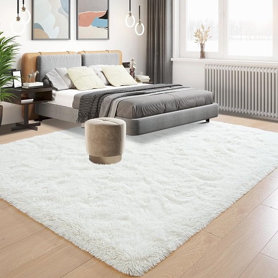 Super Soft Fluffy Rug, Indoor Home Decor Rug with Non-Slip Bottom, Cream White, 3 X 5 Feet