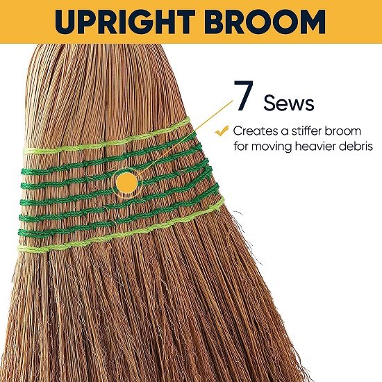 Heavy Duty Corn Broom Commercial Indoor and Outdoor Broom 59.8 inches tall
