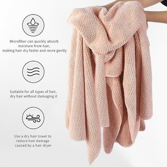 Microfiber towel, dry hair towel super absorbent - 20X40 inches white (1 piece)