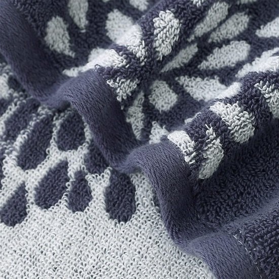 Hand Towels Set of 2 Hydrangea Floral Pattern 100% Cotton Absorbent Soft Decorative Towel for Bathroom (Denim Blue)