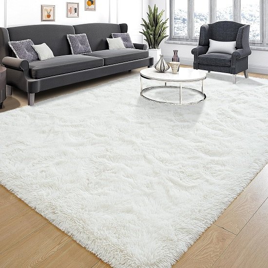 Super Soft Fluffy Rug, Indoor Home Decor Rug with Non-Slip Bottom, Cream White, 3 X 5 Feet