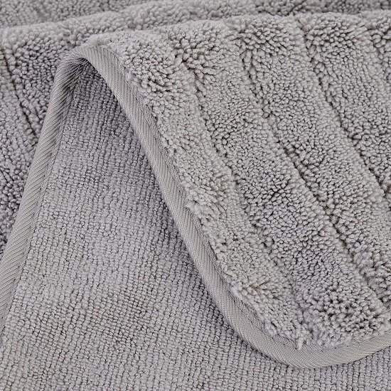 Microfiber Oversize Quick Dry Lint Free Bath Towel, 60 x 30 in, Set of 2 (Gray, Ribbed Design)