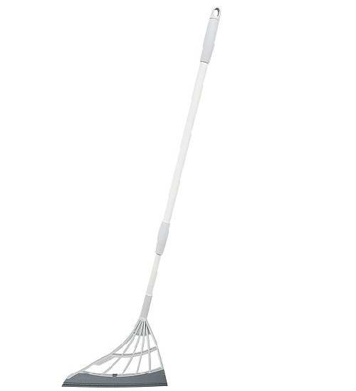 Smart Broom for Indoor Cleaning - Full Surface Silicone Broom, Rubber Broom (Gray)