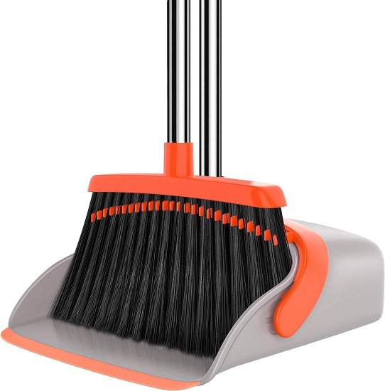 Broom and Dustpan Combo Set, 50.8" Long Handled Dustpan and Broom with Teeth Cleaning