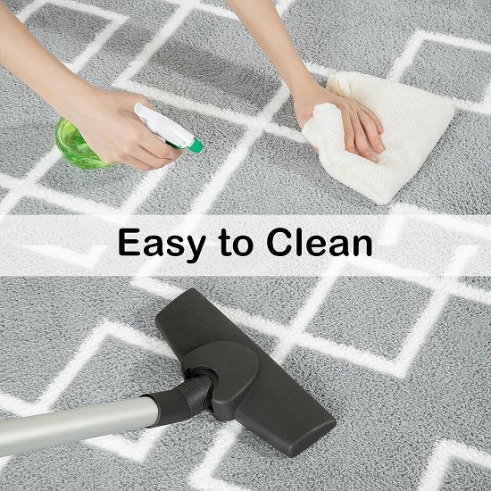 Shaggy Rug, 5x7ft Gray Area Rug, Fluffy Moroccan Geometric Rug for Interior Decor