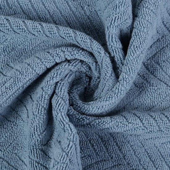 Blue Hand Towels Set of 2 100% Cotton Terry Stripe Patterned Super Soft Absorbent Hand Towels, 13 X 29 Inches