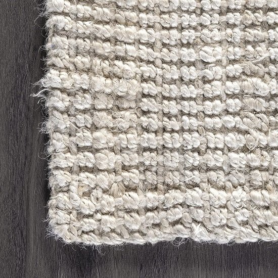 Solid Farmhouse Jute Accent Rug, 3x5, Off-white