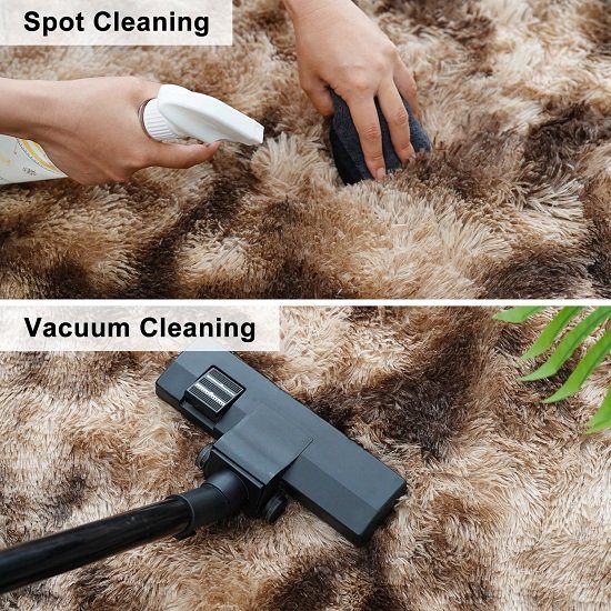 Fluffy plush rug 5x8 feet, tie dye brown plush rug, non-slip plush rug